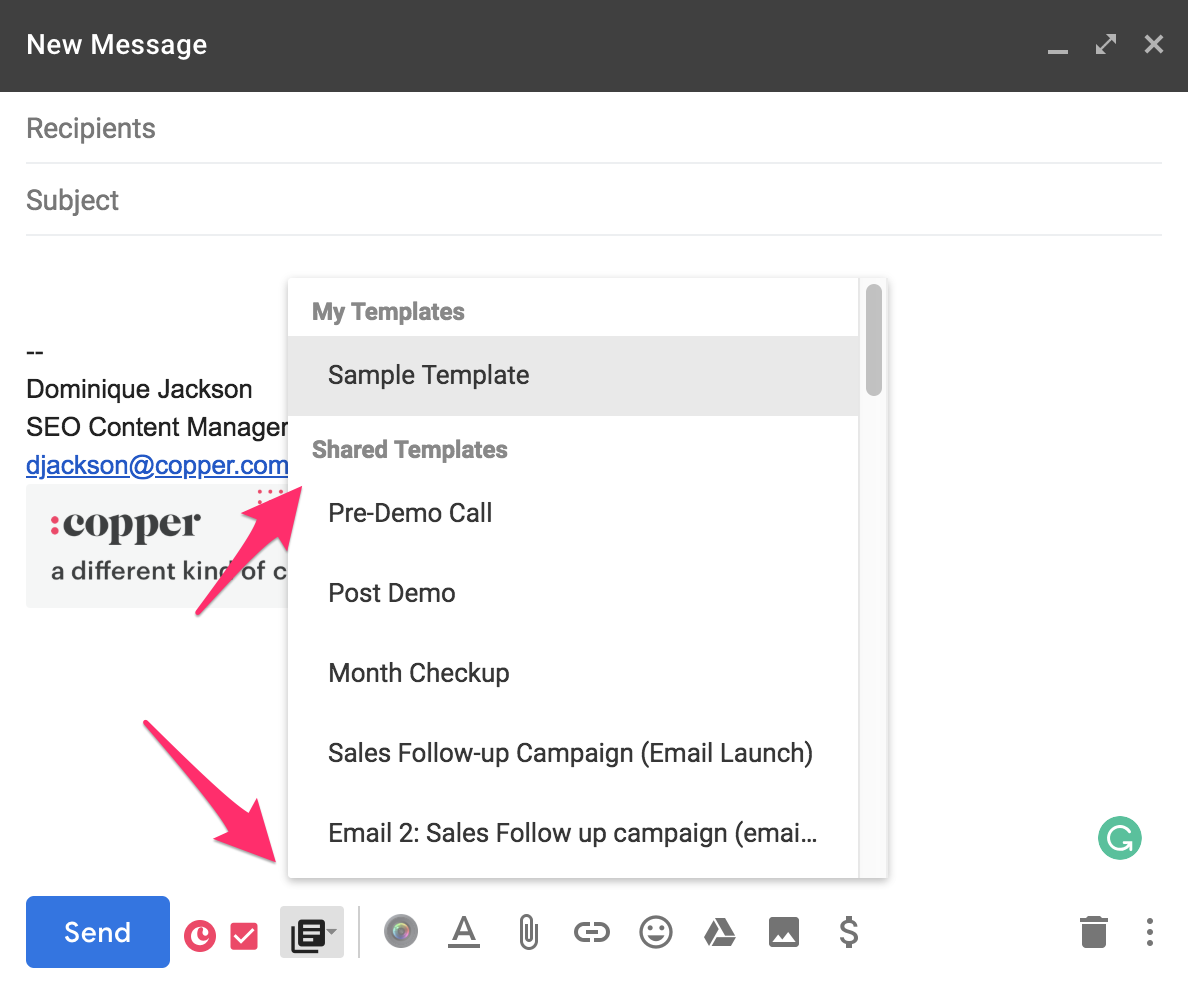 copper crm lets you save email templates for any scenario