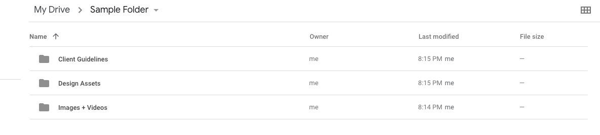 google drive with folder organization