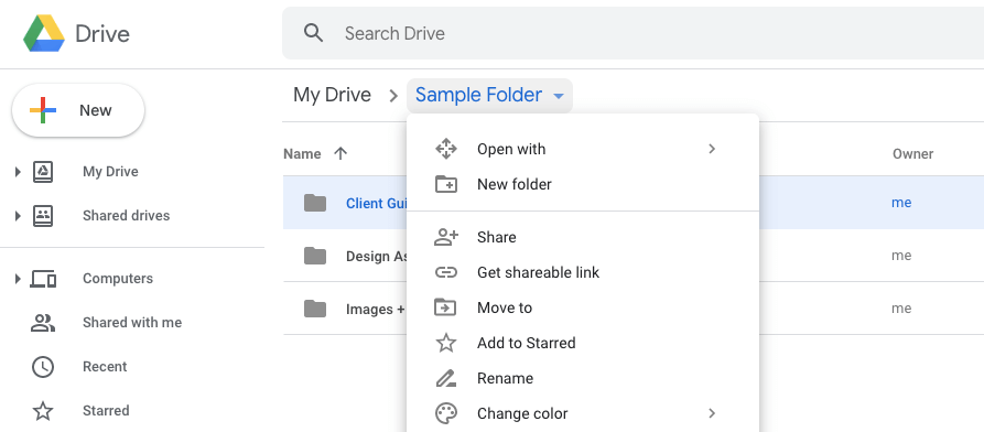 google drive breadcrumbs
