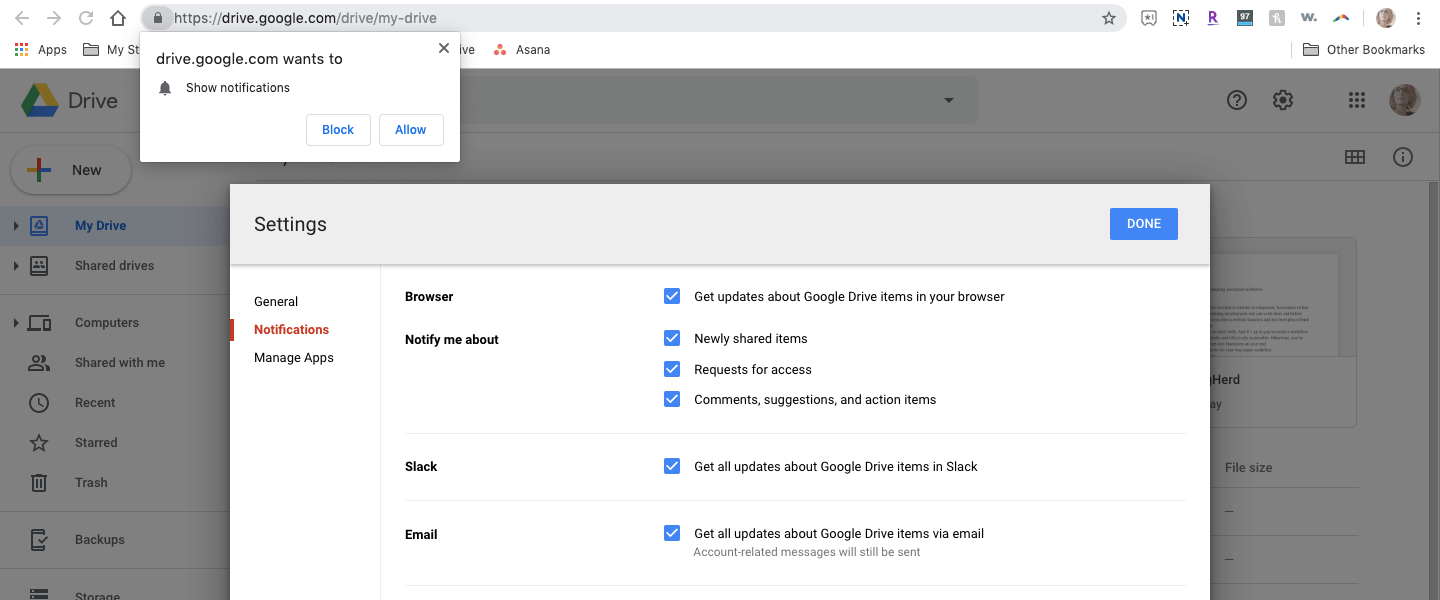 google drive push notifications