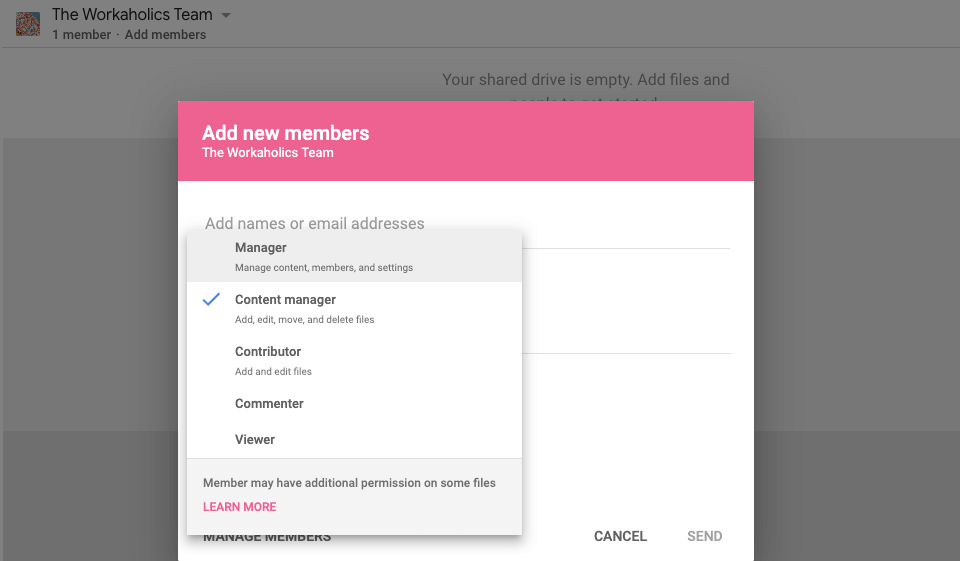 g suite shared roles