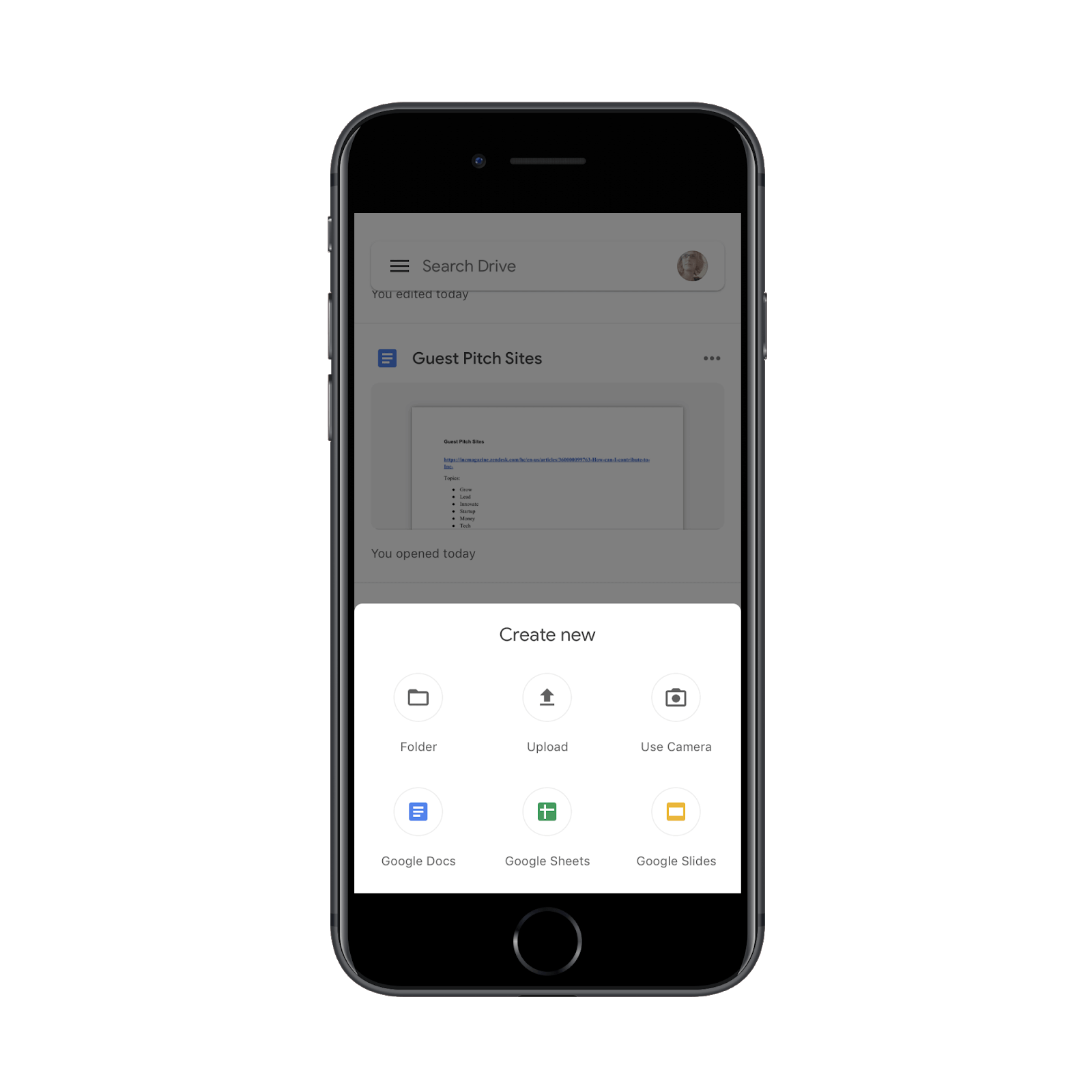 adding new files in google drive app