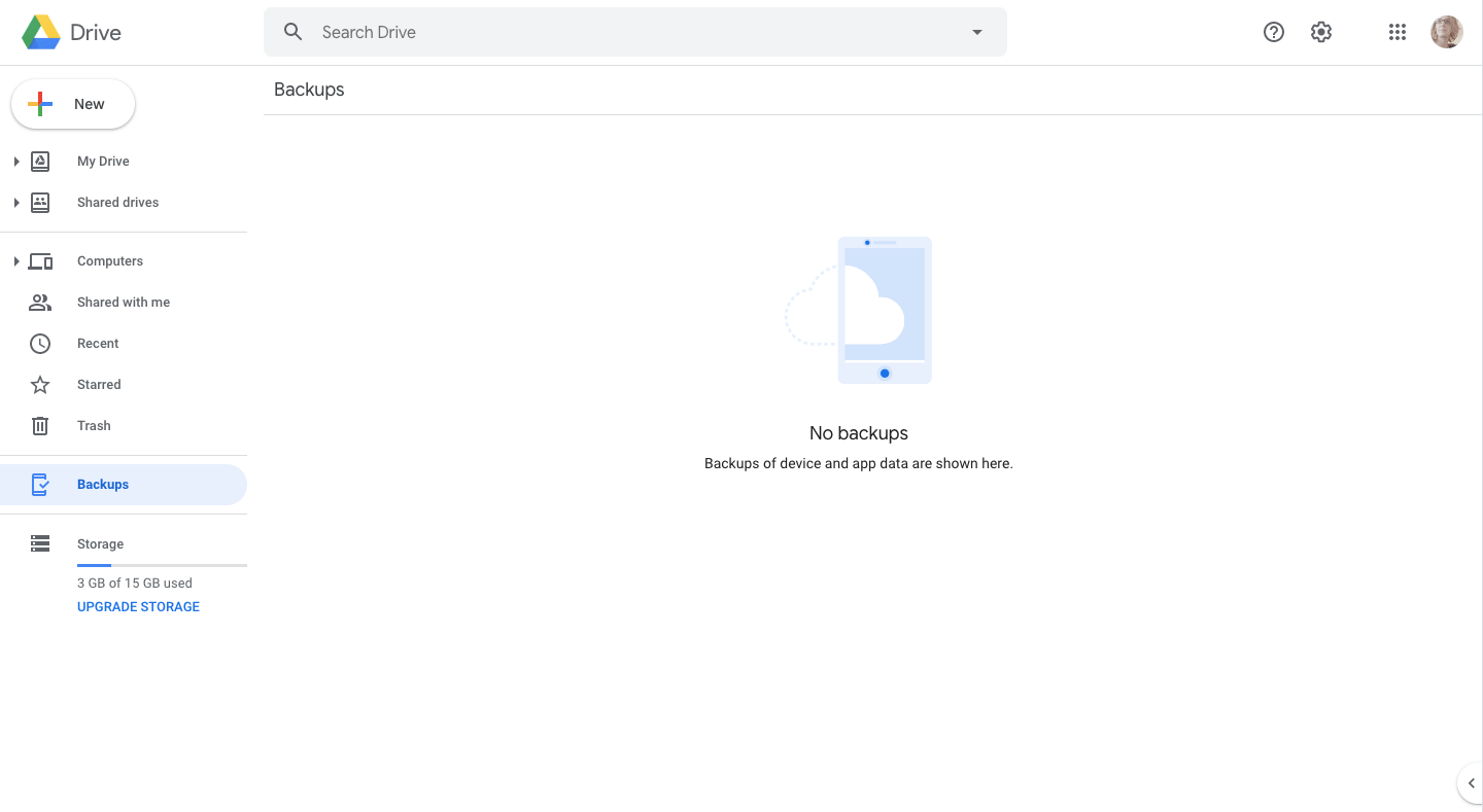 google drive backups folder
