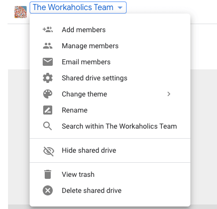 g suite team settings