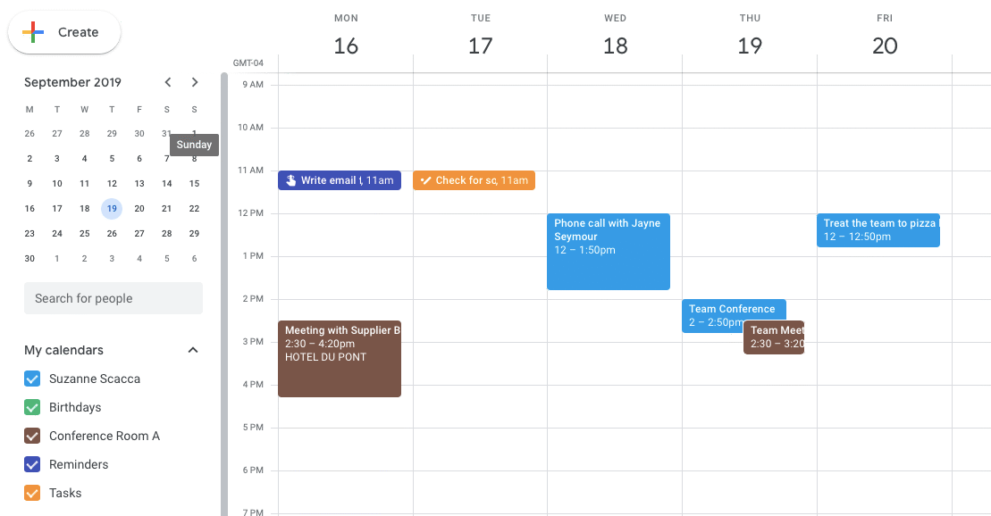 color-coded calendars in google calendar
