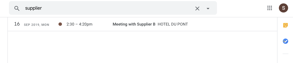 search bar in google calendar