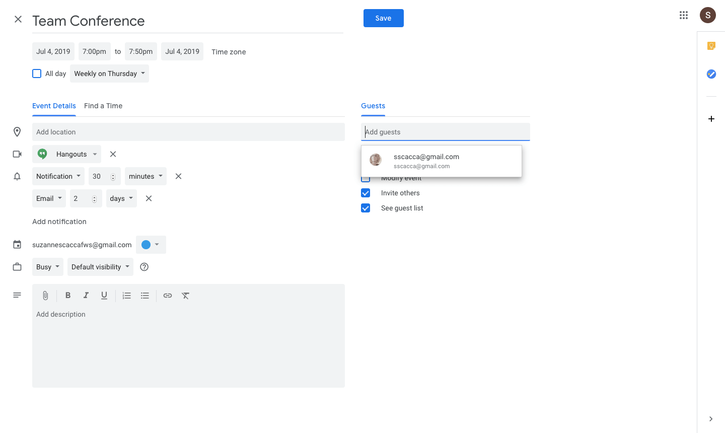 adding guests to a google calendar invite