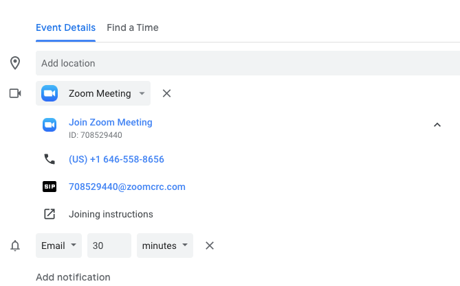 zoom meeting details in google calendar