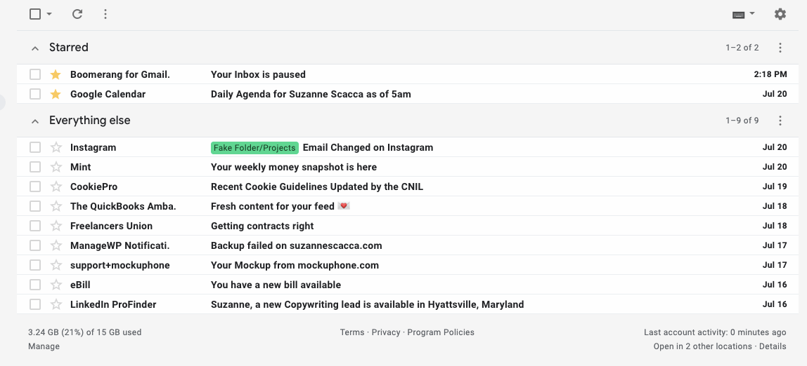inbox organization in gmail
