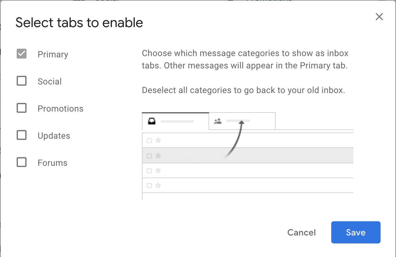 configuring gmail tabs