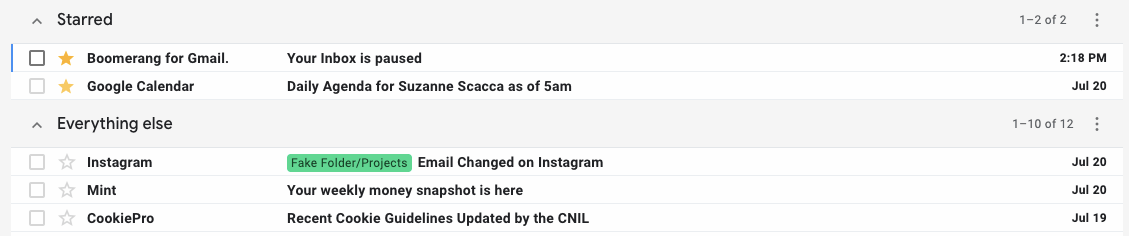 seeing gmail without snippets