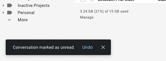 undoing other actions in gmail