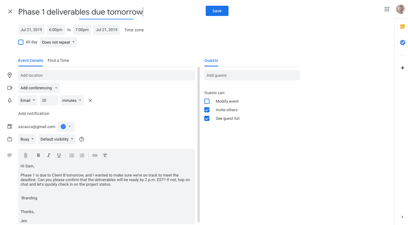 autopopulating gcal events from gmail