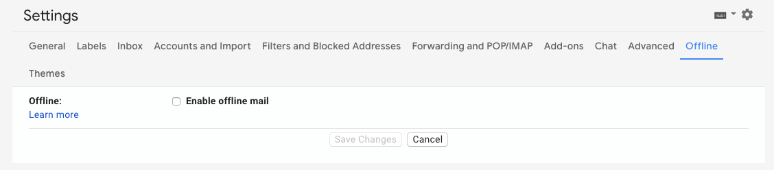 enabling offline settings in gmail