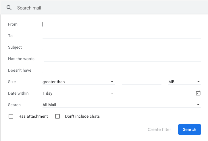 gmail advanced search