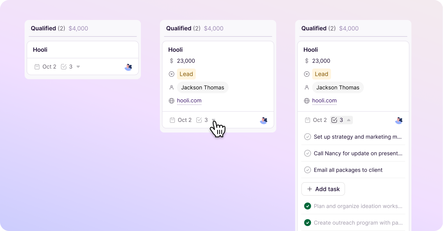 Centralize deal, project and task management in one place
