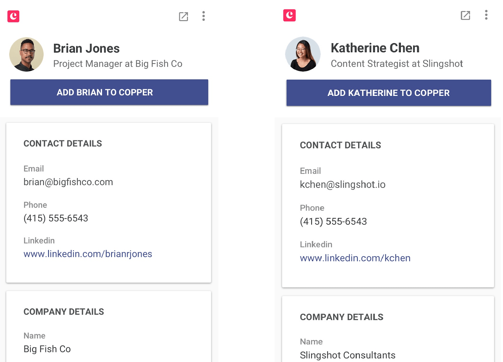 automatic contact record completion in copper crm
