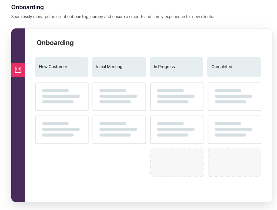 copper crm screenshot of onboarding pipeline