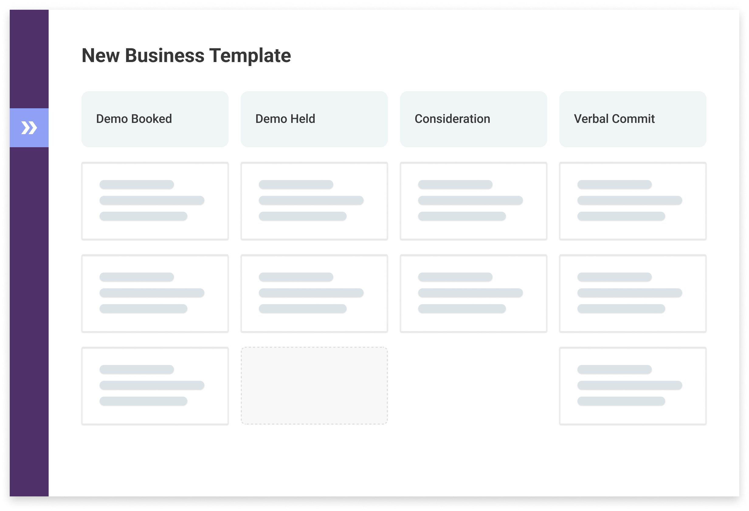 idealized screenshot of copper crm new business sales pipeline