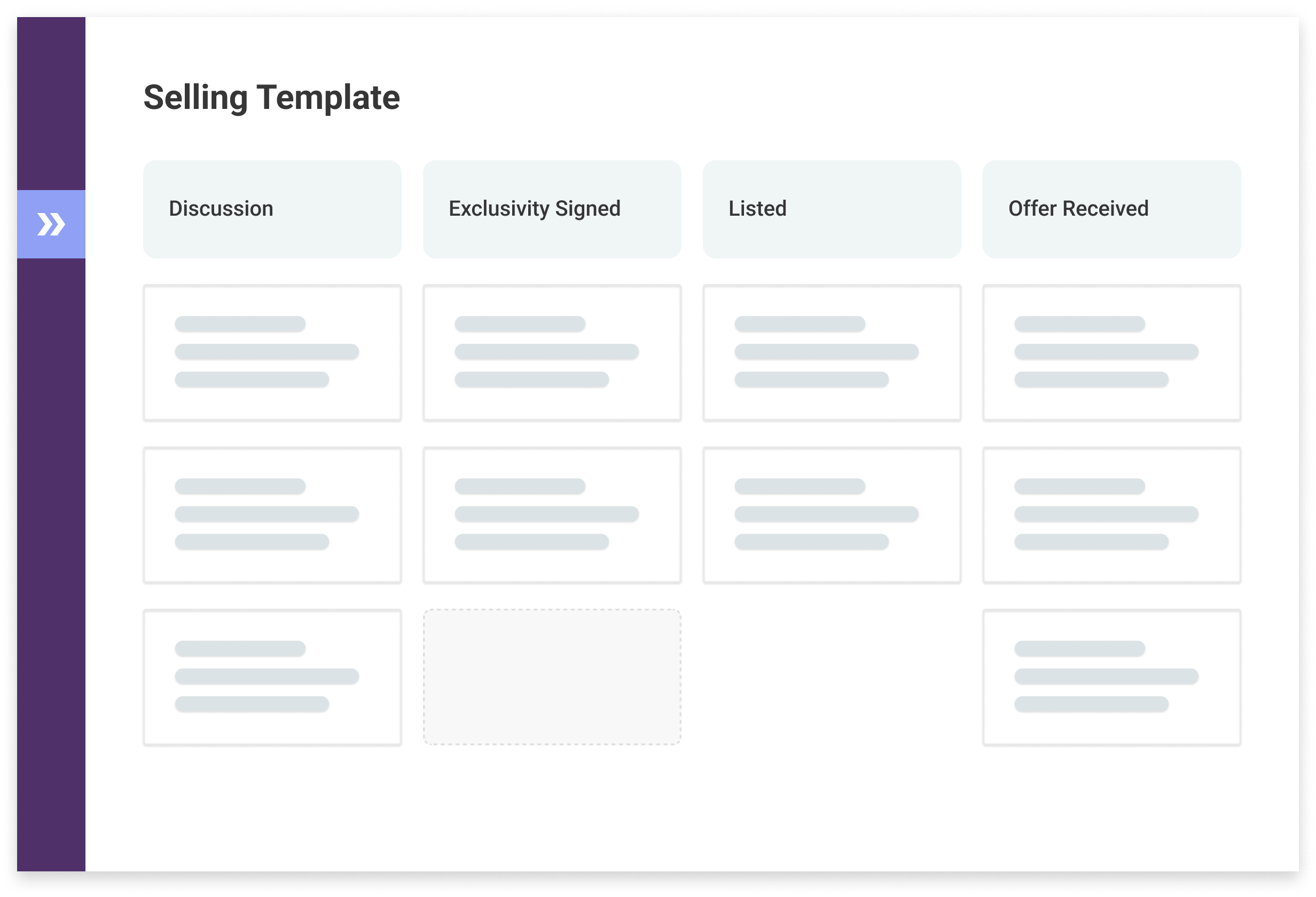 idealized screenshot showing copper crm real estate selling pipeline
