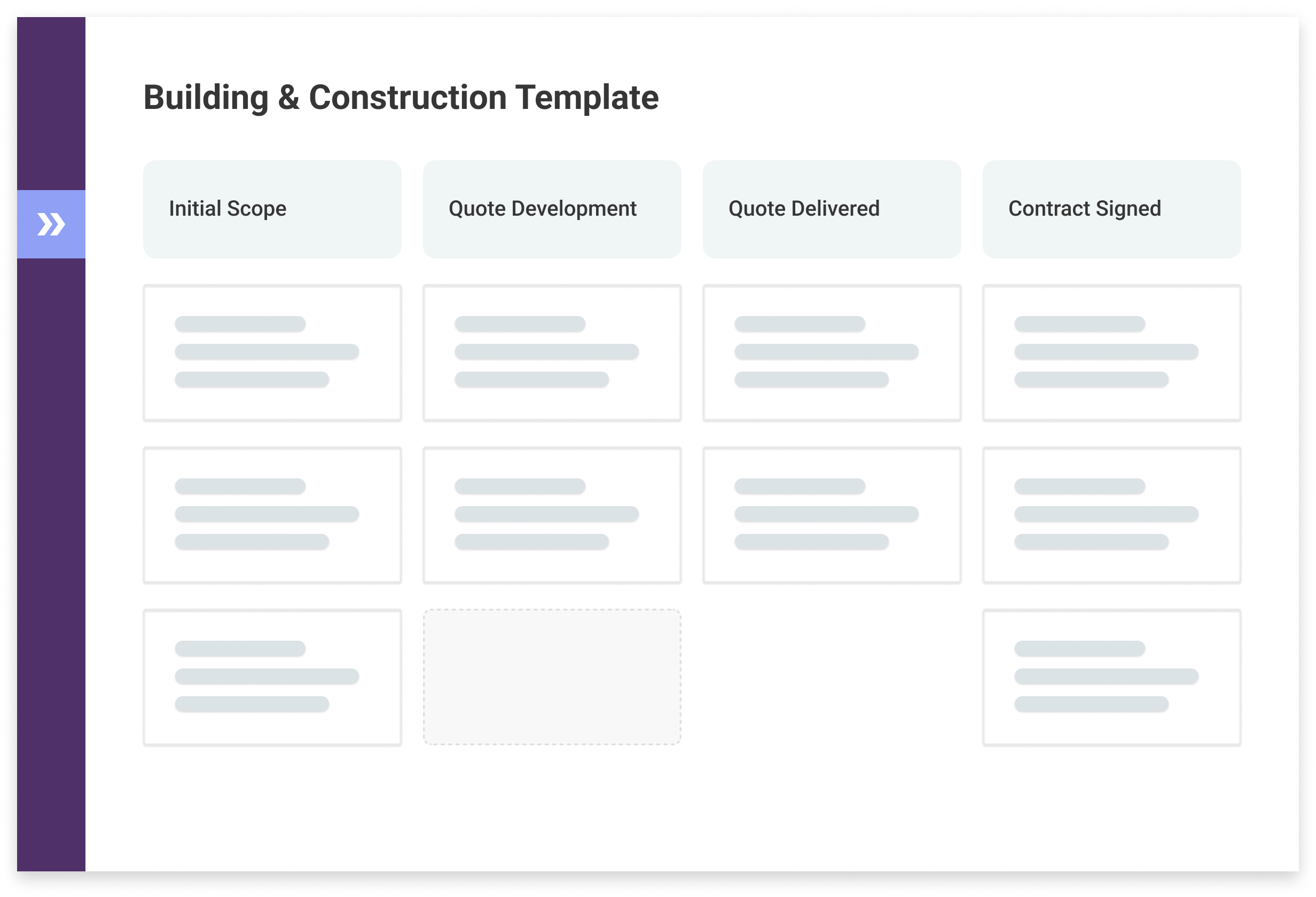 idealized screenshot of copper crm construction sales pipeline