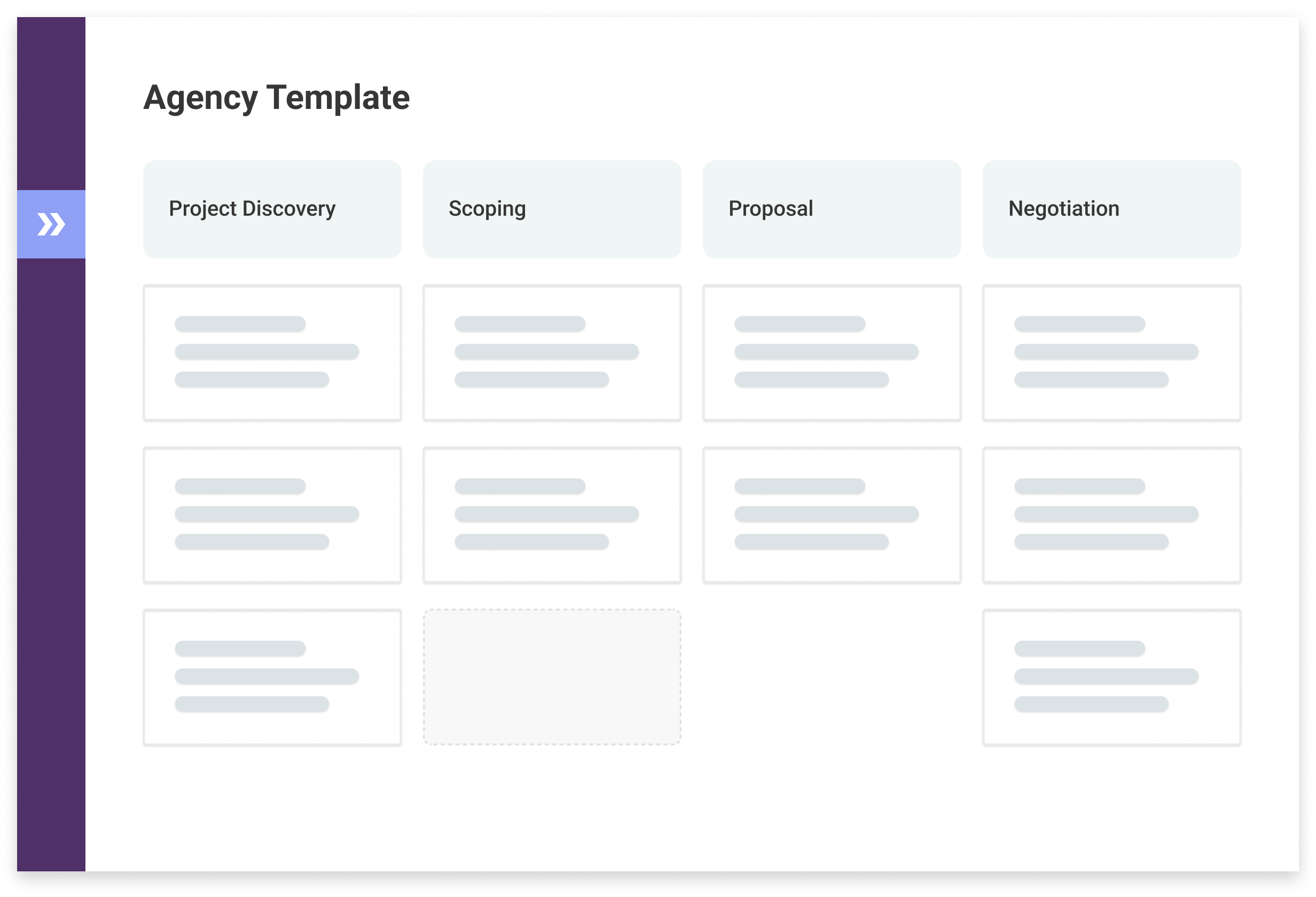 idealized screenshot of copper crm creative agency sales pipeline