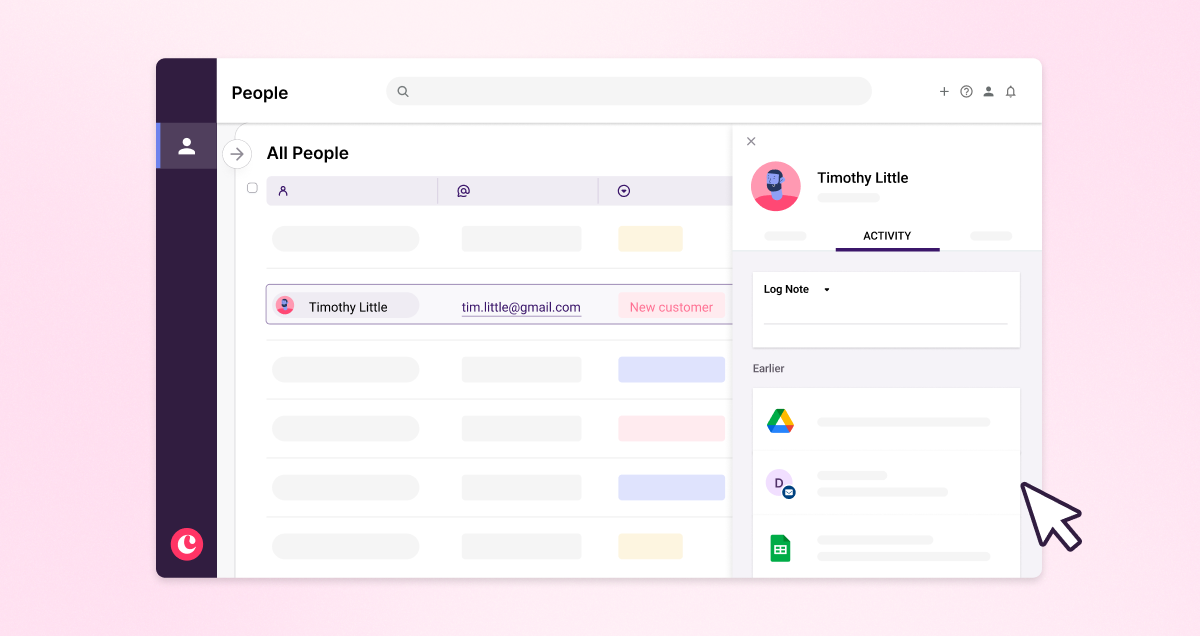 idealized screenshot showing new list views feature in Copper CRM