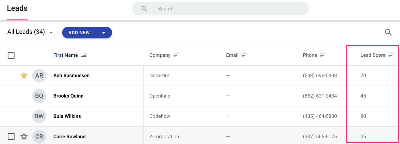 Lead Scoring Field in copper crm