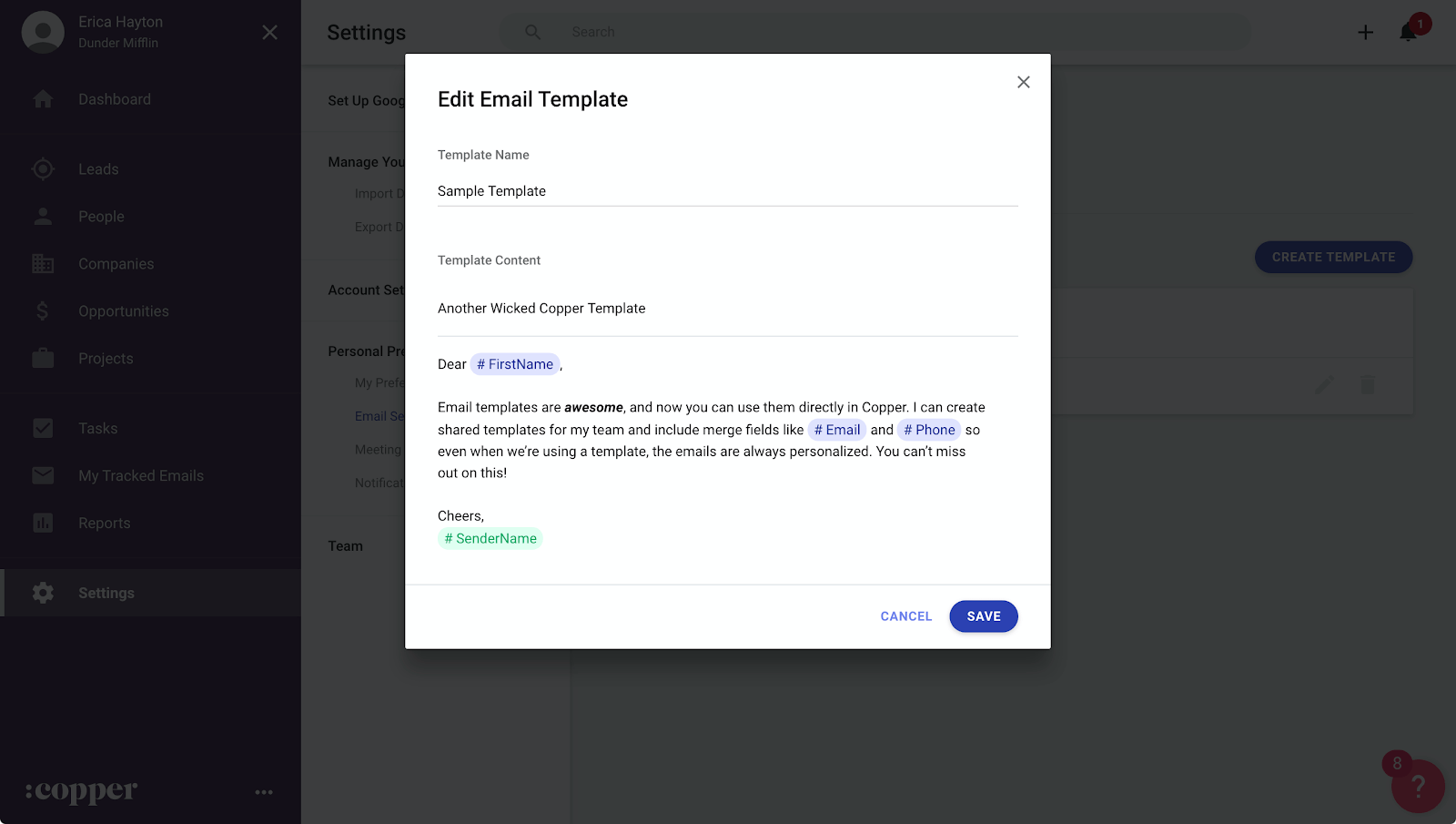 email template example