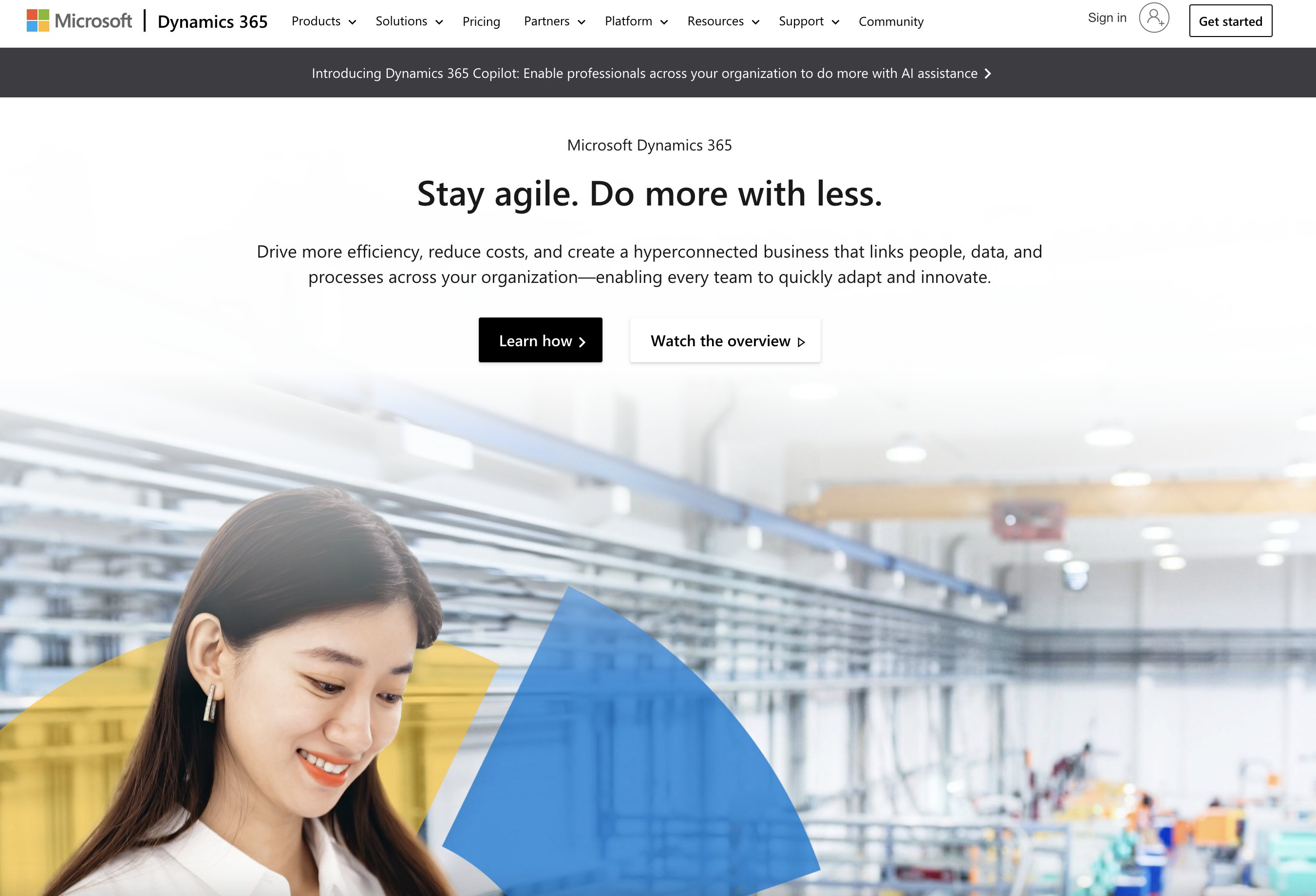 screenshot of Microsoft Dynamics 365 crm website