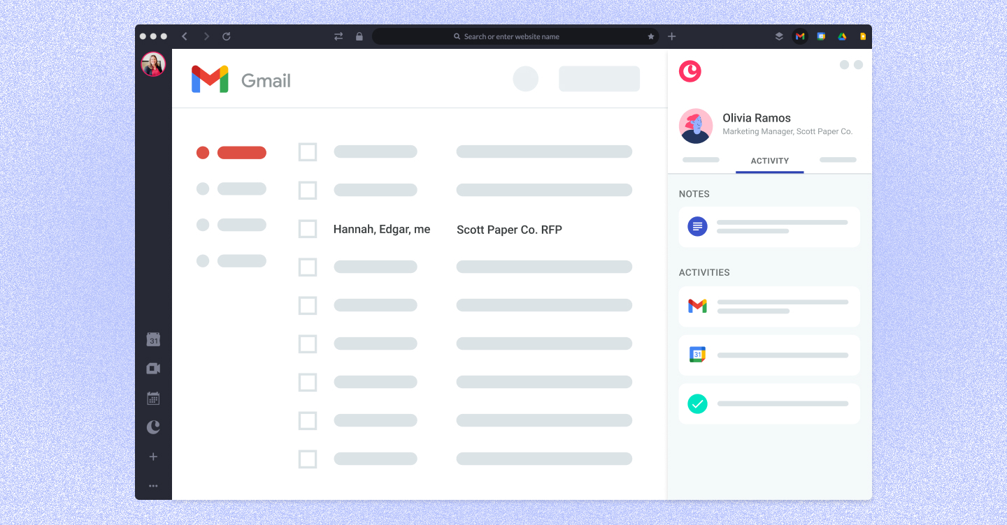 screenshot of Copper in Shift's gmail desktop app