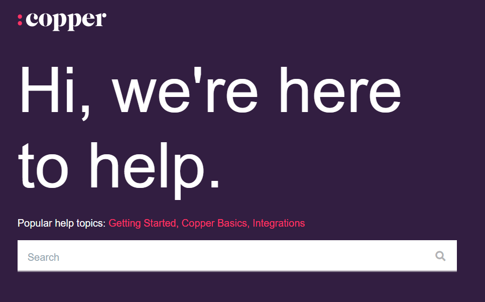 copper crm's knowledge base