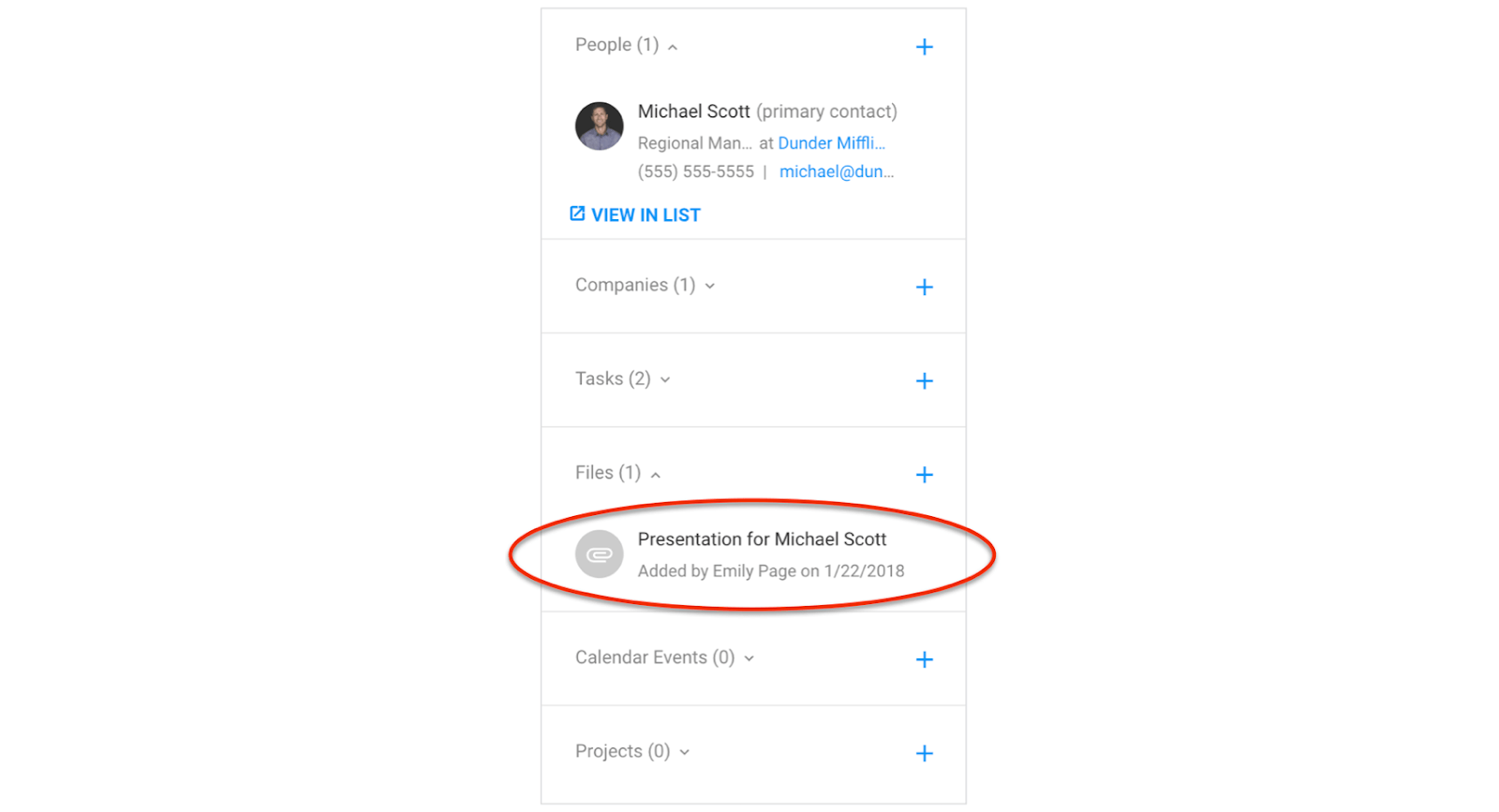 google slides synced to record in copper crm