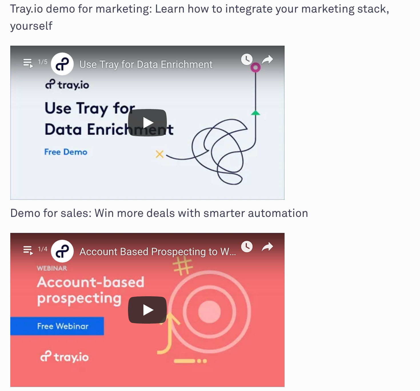 tray's walkthrough videos are part of their sales funnel.