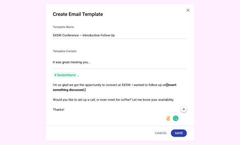 create email template in copper