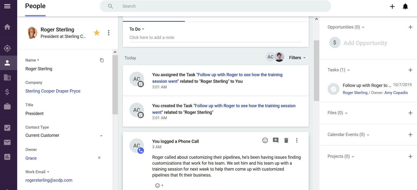follow up tasks in copper crm