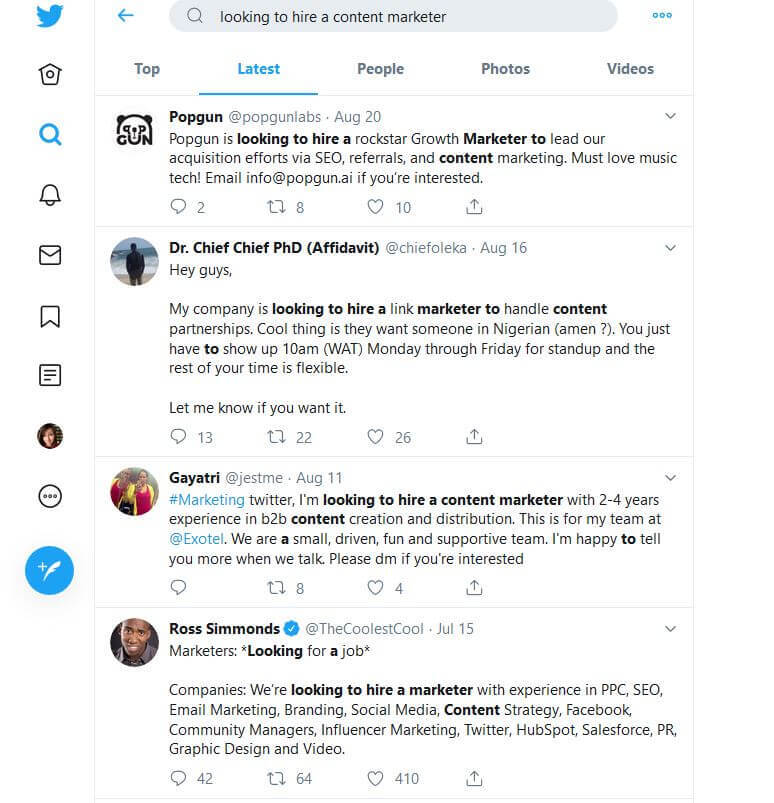 twitter search for clients