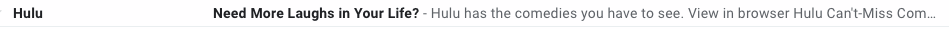 Hulu Subject Line