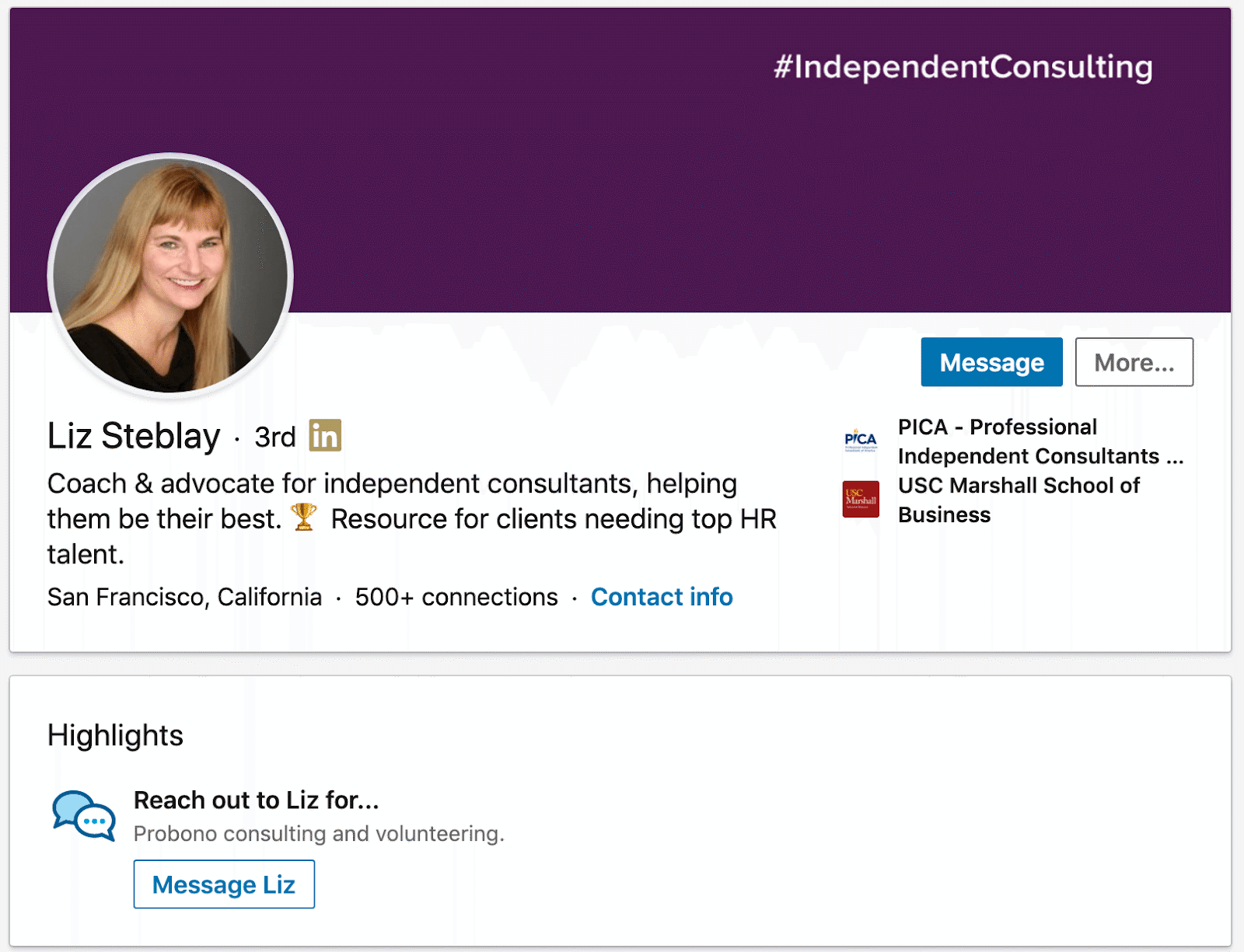 consultant linkedin example