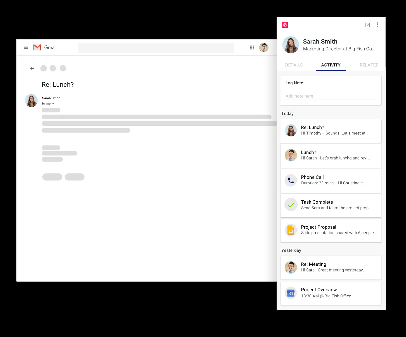 contacts' past interactions are at your fingertips with copper crm