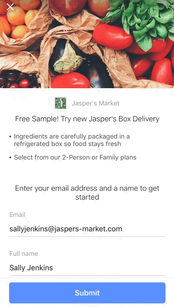 facebook lead generation form