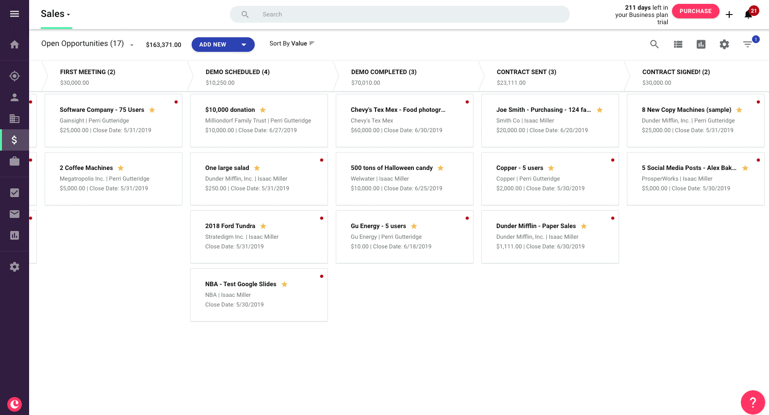 sales process in copper crm