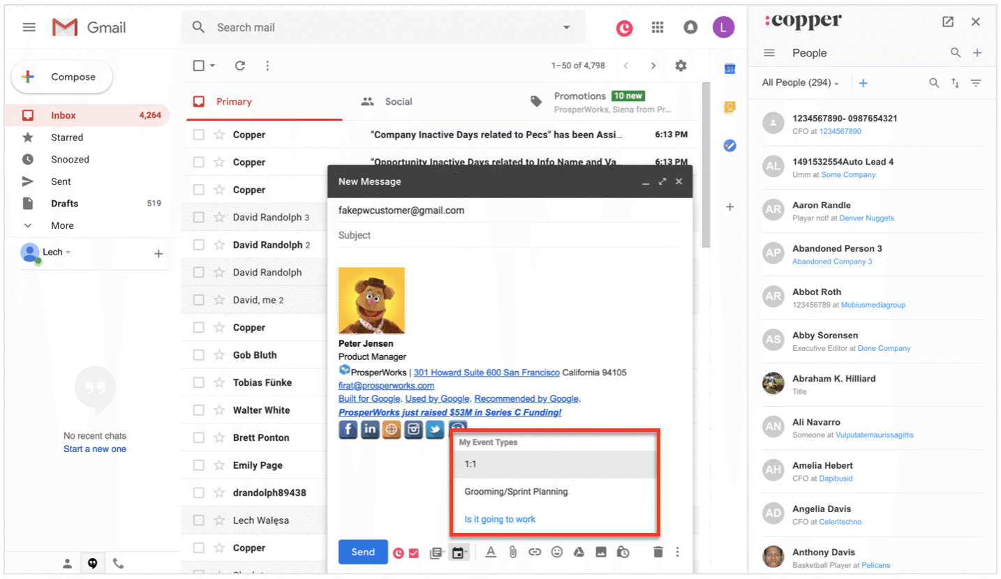 copper crm's meeting scheduler