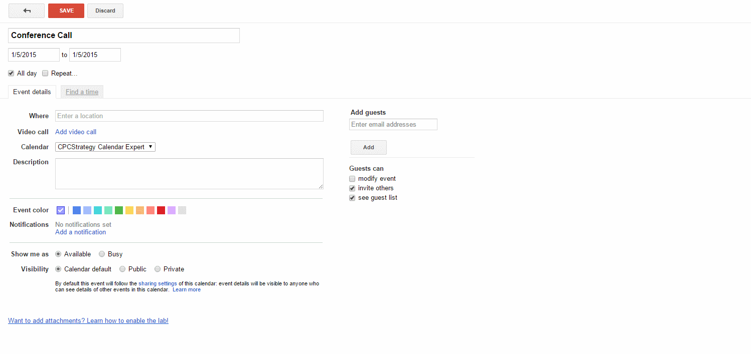 scheduling a meeting in google calendar