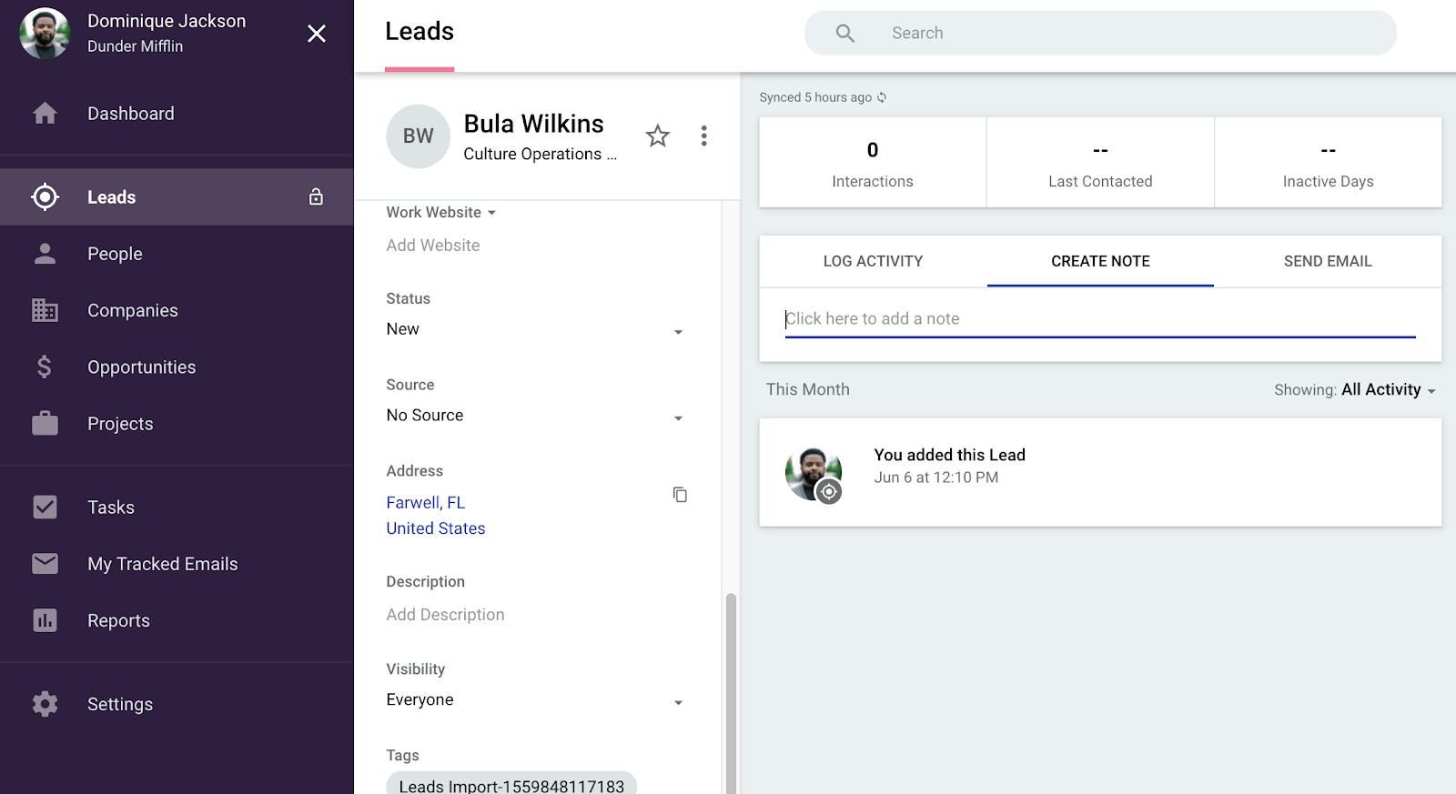 adding sales notes in copper crm