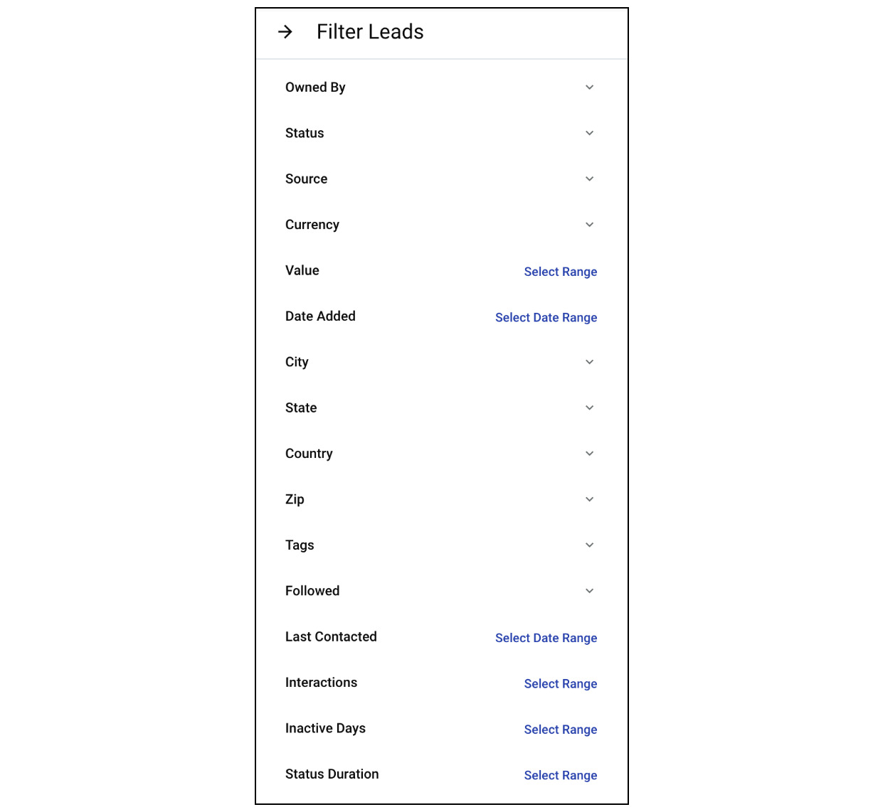 filtered and segmented leads in copper crm