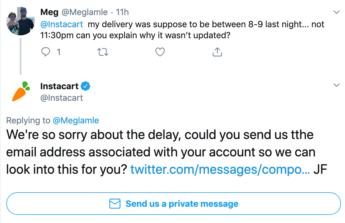 instacart twitter support