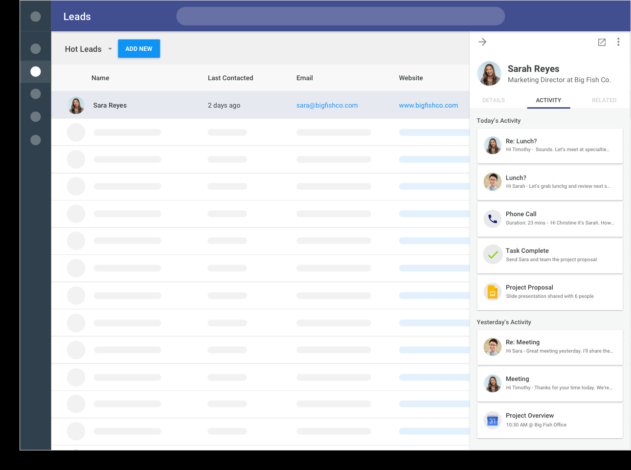 see all your relationships with leads in copper crm