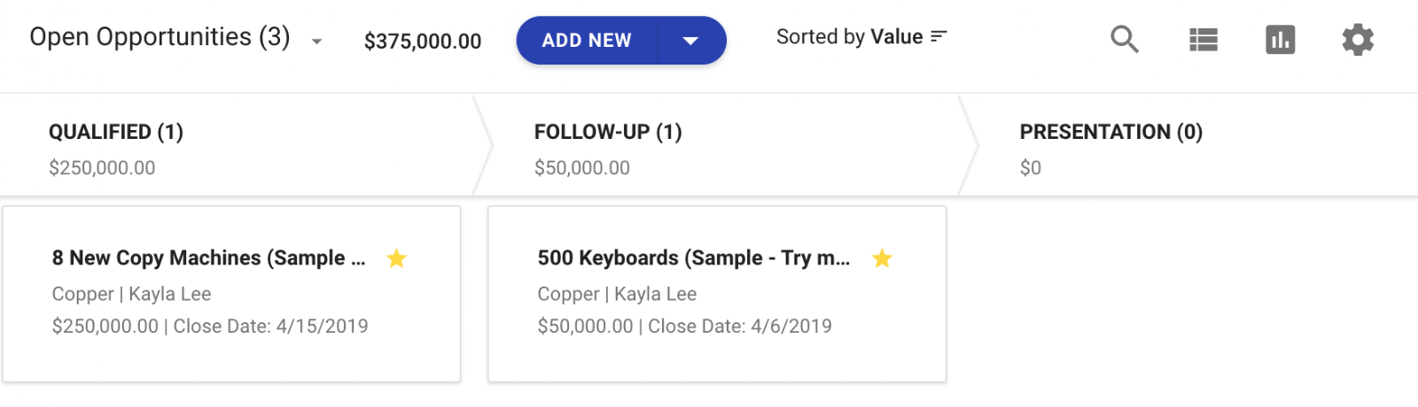 tracking contacts' activity in copper crm.