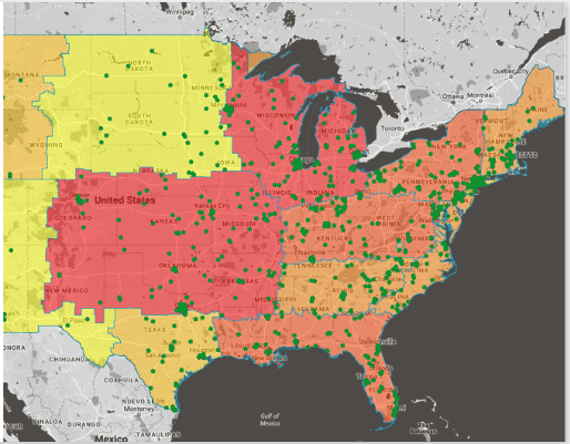 espatial live views of sales territory data